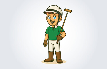 Polo Player Mascot Cartoon Vector Template