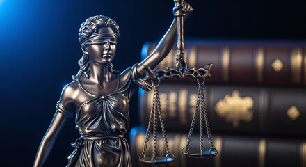 Lady justice. Statue of Justice in library