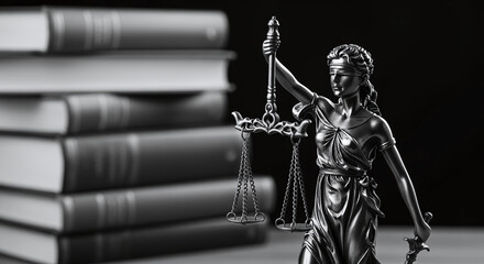 Lady justice. Statue of Justice in library