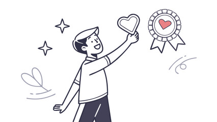 Boy reaching for a heart