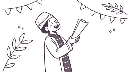 Muslim Man reading a scroll