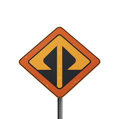 A blank yellow triangular road sign warns of isolated traffic