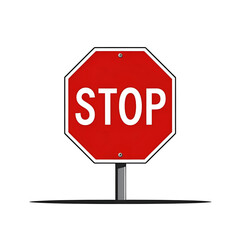 Red octagon stop sign isolated on white