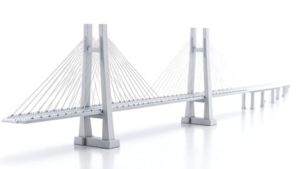 Obraz premium 3D model of a cable-stayed bridge