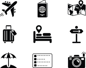 Fototapeta premium Collection of travel and vacation icons for tourism and adventure