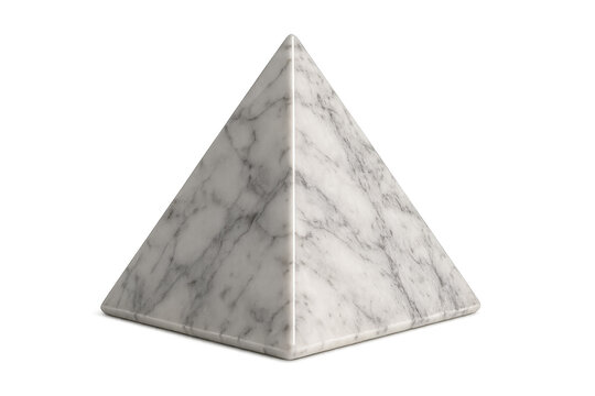 Realistic white marble pyramid standing on a transparent background, perfect for architectural visualizations or history projects