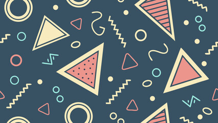 Obraz premium memphis style geometric shapes pattern retro 80s abstract background design 