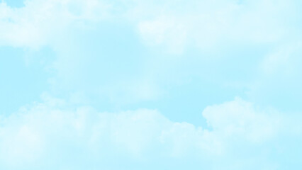 Blue pastel sky with white fluffy cloud. Cumulus clouds background. Cloudscape morning sky. The concepts of freedom of life, never give up and positive though energy.