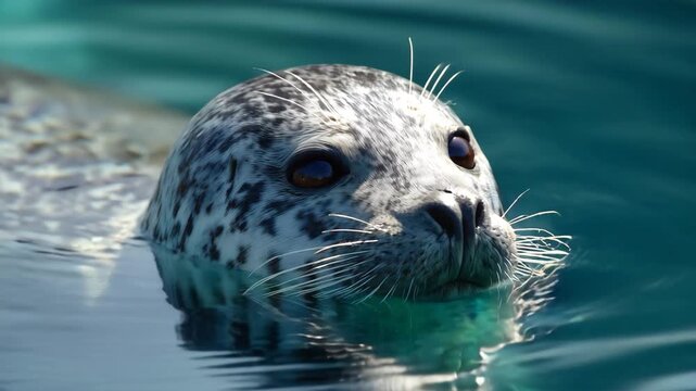 アザラシが夏の海面で穏やかに浮かぶ