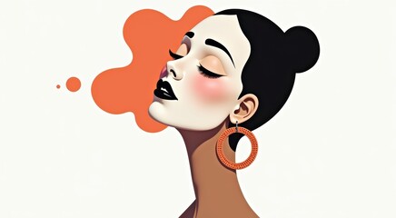 Woman with a pair of earrings on her face