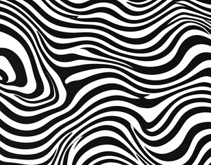 Fototapeta premium Abstract black and white wavy lines pattern
