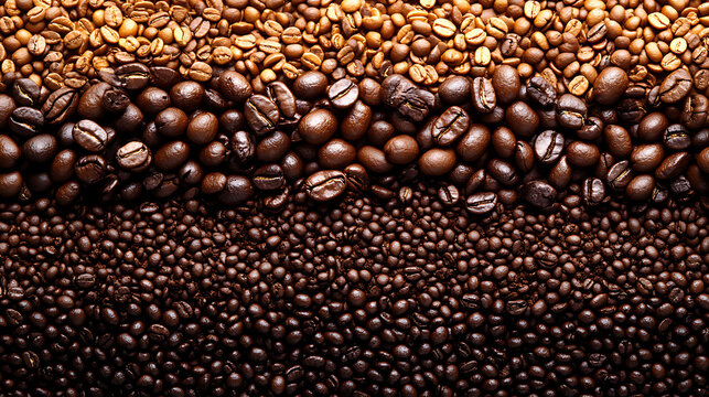 Roasted Coffee Beans Background A Rich Blend of Light and Dark