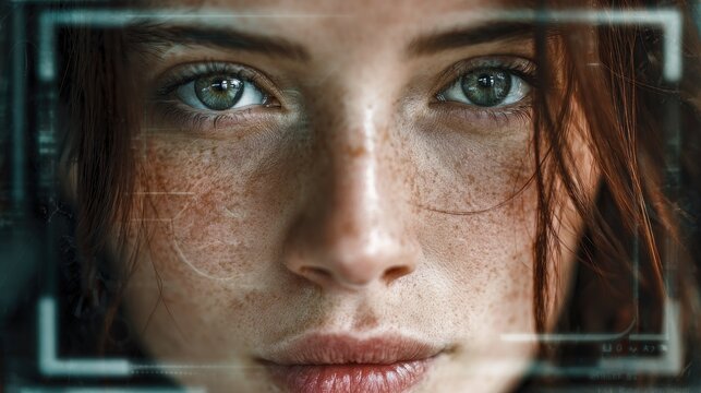 Woman's face, digital frame - Powered by Adobe