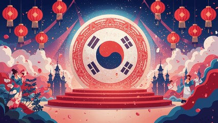 South Korea Liberation Day Celebration Background Images HD- Gwangbokjeol National Holiday, Korean Patriotic Theme Stock Photos & Pictures