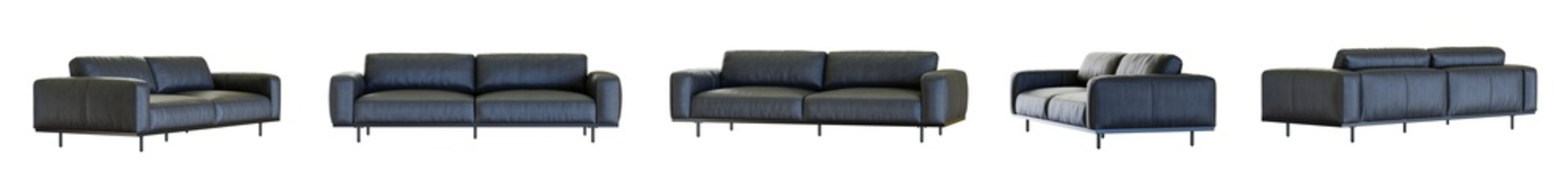 Sofa set isolated on transparent background. 3D render.