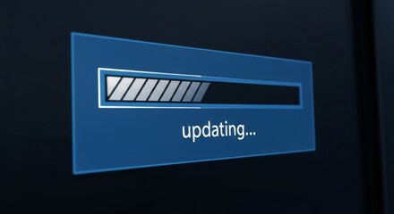 Technology and system update concept with glowing progress bar showing active installation process