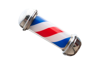 Classic barbershop pole isolated on white background for vintage grooming and signage design
