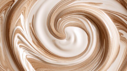 Abstract swirl of creamy, light brown and white colors.