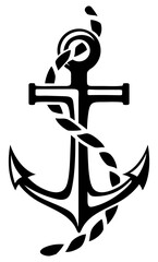Anchor. Black silhouette of an anchor isolated on a white background. Vector illustration © naddya