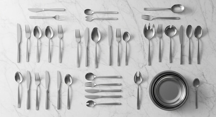 Flatware set stainless steel cutlery tableware modern kitchen utensils elegant