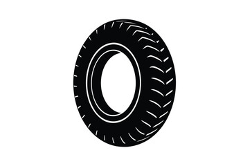 Tire Silhouette black Vector white Background