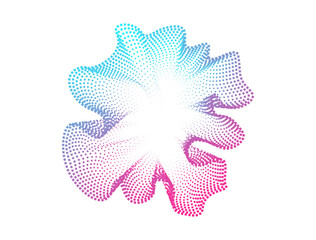 Set of multicolored round abstract sound abstract glowing neon dot wave. Digital equalizer, futuristic technology. Colorful dotted circle for music poster and banner. Vector radial spectrum.