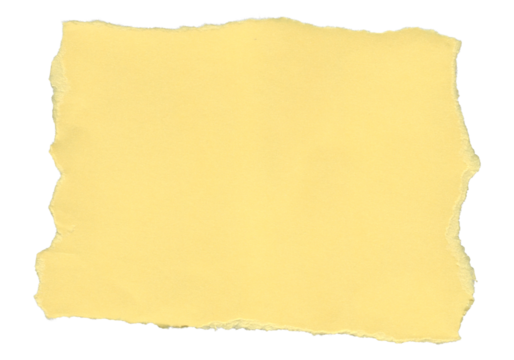 Minimalist ripped yellow memo slip. Clean and subtle design element for notes or scrap concepts.  The torn edges add a casual, handcrafted feel, suitable for note-taking