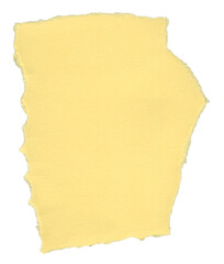 Single paper scrap in yellow tone with rugged tear. Ideal for conceptual visual design and collage work. The texture is slightly rough, with an irregular tear pattern giving it an organic