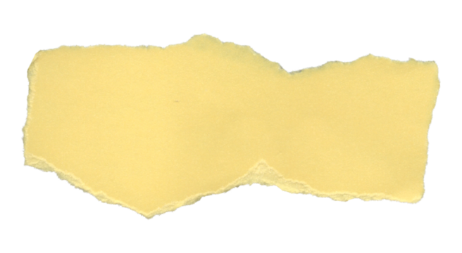 Horizontal yellow paper tear with irregular shape. A versatile piece for design accents and vintage projects. The edges show varied tearing, adding to its natural appearance. - Powered by Adobe