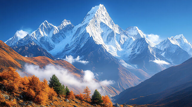 Majestic Himalayan Mountains in Autumn Breathtaking Panoramic View