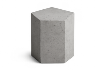 Hexagonal concrete pedestal with clean lines, casting soft shadow against transparent surface, emphasizing minimalist architectural aesthetic and product presentation