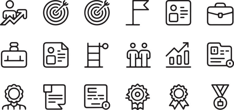 Business icons depicting success achievement and recognition award