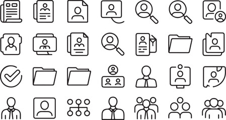 Fototapeta premium Collection of human resource and business icons profile