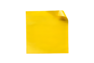 Yellow sticky note isolated on white background for office memo and organization design usage
