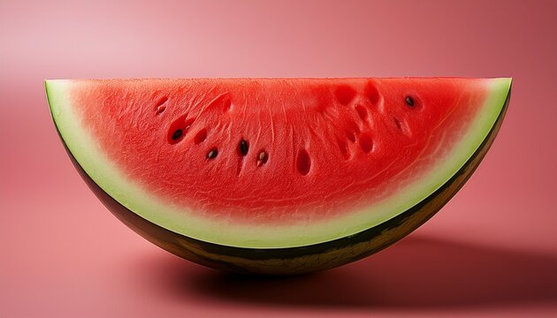 a juicy red slice of ripe watermelon isolated on a pink background