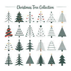 Obraz premium Collection of christmas trees with different designs and decorations including stars and ornaments displayed
