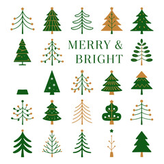 Obraz premium Collection of christmas trees with various designs and decorations arranged in a grid pattern on white background