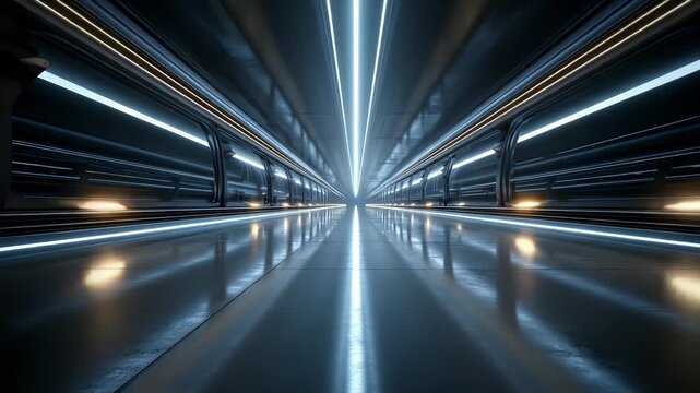 Futuristic tunnel extending infinitely