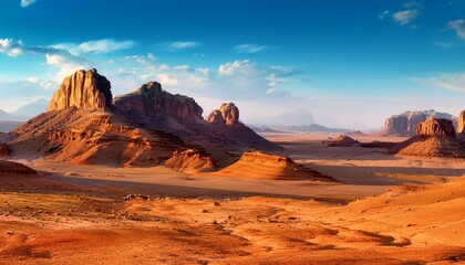 Fototapeta premium the amazing desert landscape background beautiful landscape of desert mountains monolithic mountains in desert stones and the sky bizarre sandstone cliffs in the desert