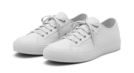 Clean White Canvas Sneakers Isolated on White Background for Fashion & Lifestyle