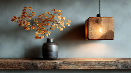 old wooden table with bonsai