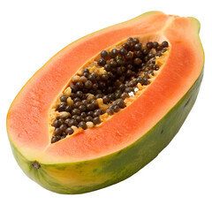 Ripe papaya isolated with no background