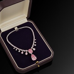 Pink Diamond Necklace in Velvet Box: Luxury Jewelry Investment