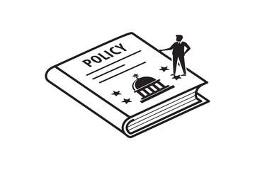 Policy vector silhouette on white background.02