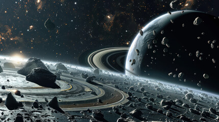 A stunning view of a distant planet and rings.