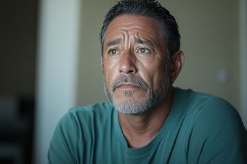Middle-aged Hispanic man shares mental health struggles during group therapy session emphasizing support