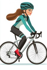 Obraz premium Ride along with grace illustrated woman cycling on bicycle for fitness and outdoor adventure