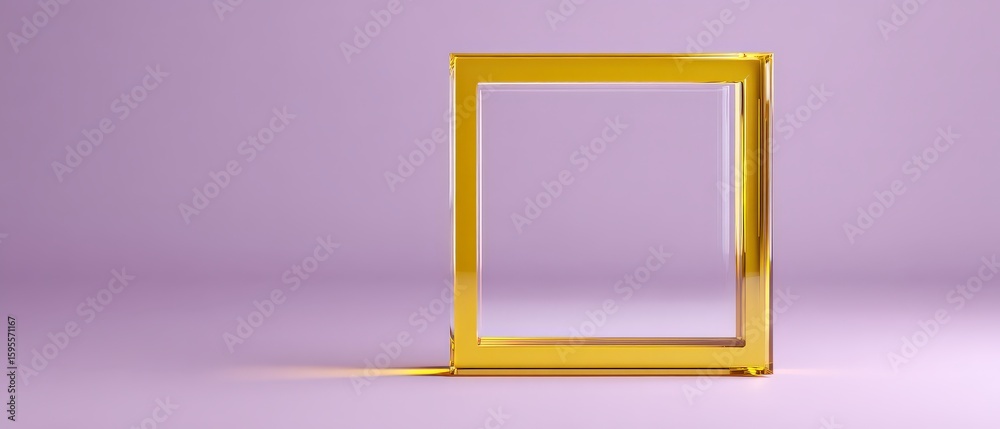 Wall mural minimalist golden frame on pastel purple background elegant square border with empty space for produ