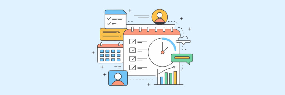 Vector task management system icons for business productivity and team tracking