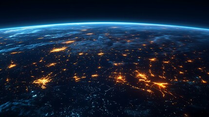 Obraz premium Global city lights illuminated from space.